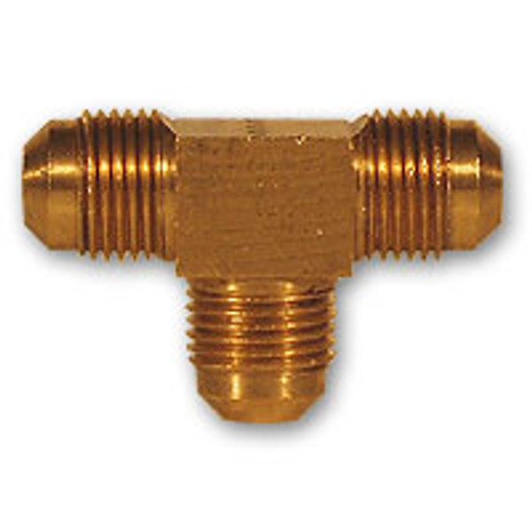 Mid-America Fittings 244X6 Barstock Union Tee, 3/8 in SAE 45 deg Flared x 3/8 in SAE 45 deg Flared x 3/8 in, Brass