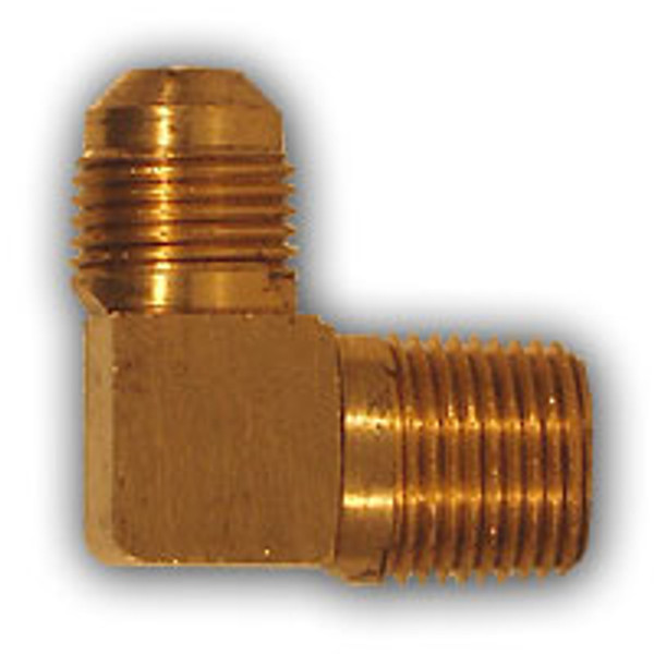 Mid-America Fittings 249X5 90 deg Barstock Elbow, 5/16 in SAE 45 deg Male Flared x 1/8 in MPT, Brass