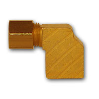 Mid-America Fittings 270X4X4 90 deg Barstock Elbow, 1/4 in Compression x 1/4 in FNPTF, Brass