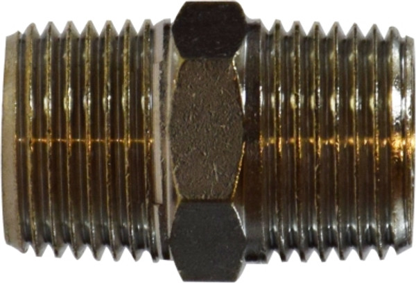 Midland Metal 3/8 X 1/4 M BSPT N-PLTD HEX NIPP - 28824