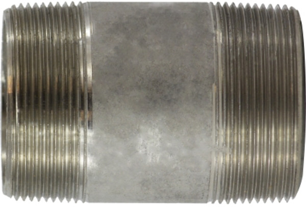 Midland Metal 52168 Seamless Pipe Nipple, 2 in MPT x 2 in MPT, 6 in L, Stainless Steel, SCH 80 Schedule, 3000 lb