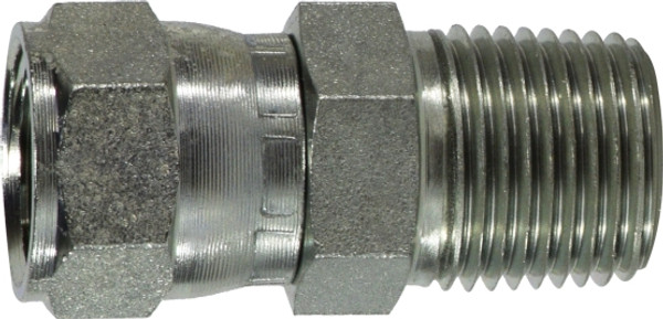 Midland Metal 6505128 Swivel Pipe Adapter, 3/4 in JIC x 1/2 in MIP, Steel