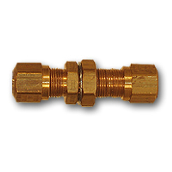 Mid-America Fittings NT62BH-4 Bulkhead Union, 1/4 in Tube OD x 1/4 in Tube OD, Brass