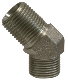 Stainless Adapters SS2503-04-04 45 deg Elbow, 1/4 in 37 deg JIC Male Flared x 1/4 in MNPT, Stainless Steel