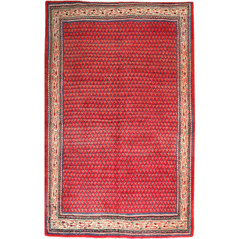 Arak Persian Rug 10x6 ft - Semi Antique Medallion Crimson, Red Hand Knotted | front view | SKU 111718