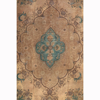 Tabriz Persian Rug 12x9 ft - Semi Antique Medallion Red, Cream Hand Knotted | front view | SKU 111909