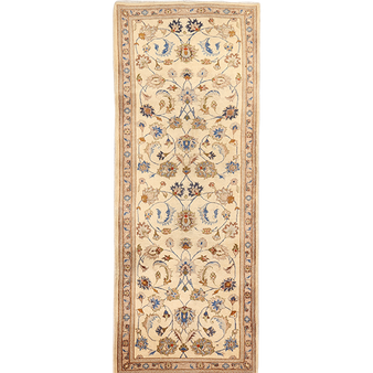 Kashmar Persian Rug 8'10" x 3'3" - Semi Antique Afshan Crimson, Ivory Hand Knotted | front view | SKU 111945