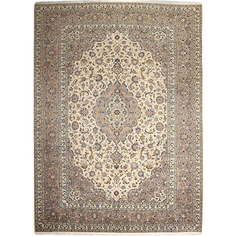 Ardakan Persian Rug 11x8 ft - Semi Antique Medallion Ivory, Beige Hand Knotted | front view | SKU 111950