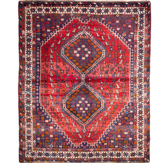 5' 11 x 4' 9 Shiraz Authentic Persian Hand Knotted Area Rug | Los Angeles Home of Rugs