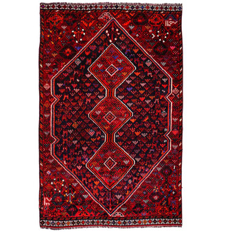 6' 9 x 4' 6 Shiraz Authentic Persian Hand Knotted Area Rug | Los Angeles Home of Rugs