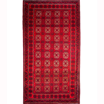 Baluch Persian Rug 10'0" x 5'3" - Semi Antique Mihrab Red, Blue Hand Knotted | front view | SKU 111805