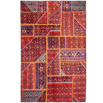 Zanjan Persian Rug 7'9" x 4'10" - Semi Antique Medallion Navy Blue, Crimson Hand Knotted | front view | SKU 112034