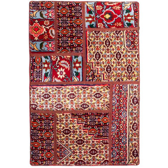 Zanjan Persian Rug 2'9" x 1'11" - Semi Antique Medallion Navy Blue, Crimson Hand Knotted | front view | SKU 112043