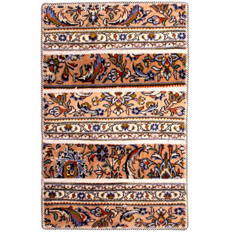 Kashan Persian Rug 2x1 ft - Semi Antique Medallion Crimson, Navy Blue Hand Knotted | front view | SKU 112044