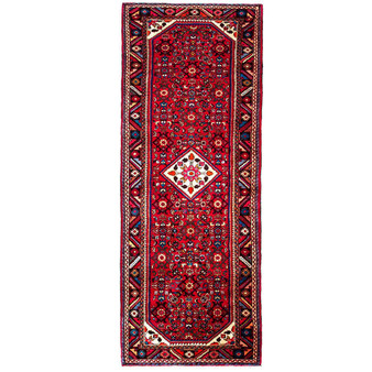 Tuyserkan Persian Rug 10x3 ft - Semi Antique Medallion Navy Blue, Blue Hand Knotted | front view | SKU 112134