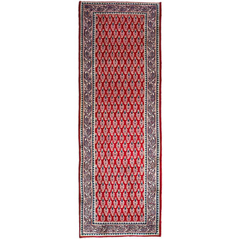 Tabriz Persian Rug 8x2 ft - Semi Antique Medallion Red, Cream Hand Knotted | front view | SKU 112142