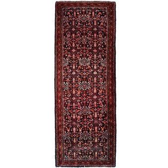 Arak Persian Rug 10'4" x 3'10" - Semi Antique Medallion Crimson, Red Hand Knotted | front view | SKU 112149