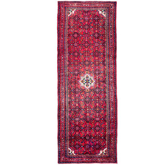 Mahal Persian Rug 13x9 ft - Semi Antique Herati (Mahi), Medallion (Toranj) Red, Madder Red, Navy Blue Hand Knotted | front view | SKU 112171