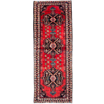 Hamadan Persian Rug 10'4" x 3'5" - Antique Afshan Red, Blue Hand Knotted | front view | SKU 112382