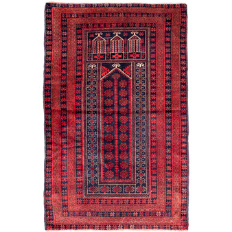 5' 1 x 3' 1 Baluch Authentic Persian Hand Knotted Area Rug | Los Angeles Home of Rugs