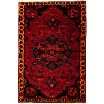 Baluch Persian Rug 5'11" x 3'8" - Semi Antique Mihrab Red, Blue Hand Knotted | front view | SKU 112582