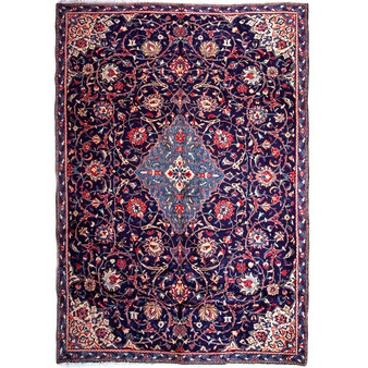 Arak Persian Rug 10x7 ft - Semi Antique Medallion Crimson, Red Hand Knotted | front view | SKU 112603