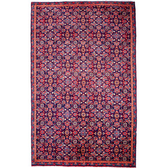 Arak Persian Rug 8x5 ft - Semi Antique Medallion Crimson, Red Hand Knotted | front view | SKU 112657