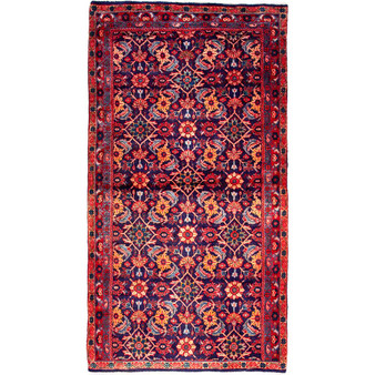 Veramin Persian Rug 7'9" x 4'1" - Semi Antique Vagireh Blue, Navy Blue Hand Knotted | front view | SKU 112669