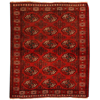 4' 5'' x 3' 8'' Turkmen Authentic Persian Hand Knotted Area Rug - 110121