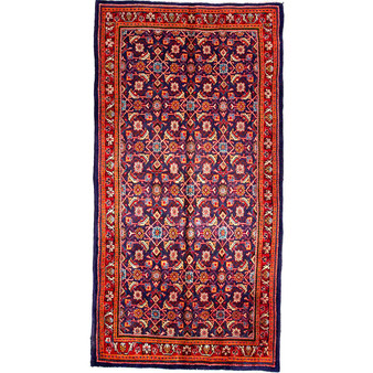 Arak Persian Rug 10'2" x 5'2" - Semi Antique Medallion Crimson, Red Hand Knotted | front view | SKU 112674