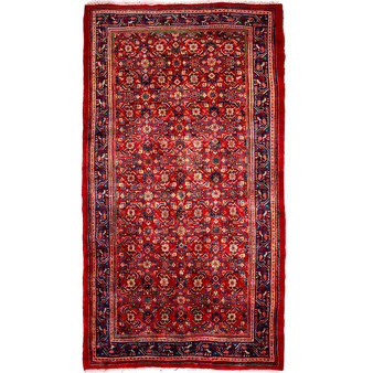 Arak Persian Rug 10'7" x 5'6" - Semi Antique Medallion Crimson, Red Hand Knotted | front view | SKU 112675