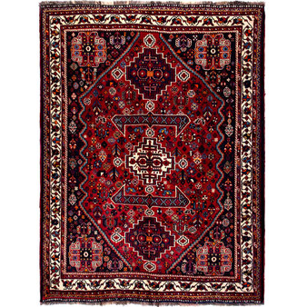 6' 11'' x 5' 2'' Qashqai Authentic Persian Hand Knotted Area Rug - 112726