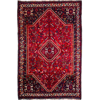 8' 8'' x 5' 9'' Shiraz Authentic Persian Hand Knotted Area Rug - 112761