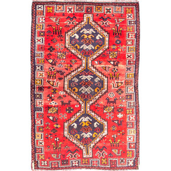 4' 9'' x 2' 11'' Shiraz Authentic Persian Hand Knotted Area Rug - 112768