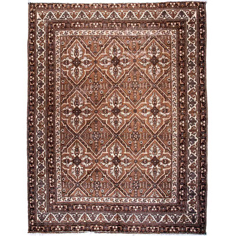 Tabriz Persian Rug 10x8 ft - Semi Antique Medallion Red, Cream Hand Knotted | front view | SKU 112780