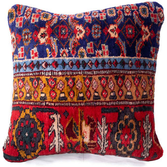 Ardabil Persian Rug 1x1 ft - Semi Antique Geometric, Tribal and Nomadic Navy Blue, Red, Burgundy Hand Knotted | front view | SKU 113018