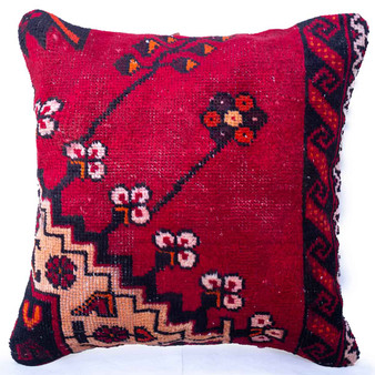 Ferdos Persian Rug 1'8" x 1'8" - Semi Antique Geometric Red, Beige Hand Knotted | front view | SKU 113020