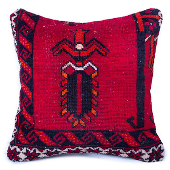 Ferdos Persian Rug 1'8" x 1'8" - Semi Antique Geometric Red, Beige Hand Knotted | front view | SKU 113032