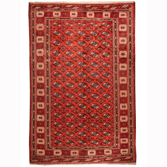 12' 8 x 8' 4 Turkmen Authentic Persian Hand Knotted Area Rug | Los Angeles Home of Rugs