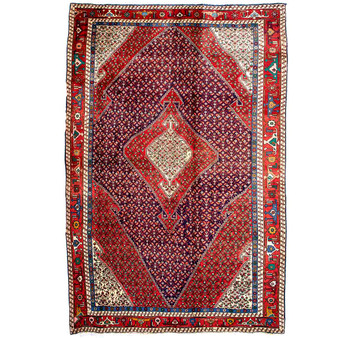Ardabil Persian Rug 9'7" x 6'5" - Semi Antique Medallion Turquoise, White Hand Knotted | front view | SKU 112960