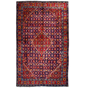Ardabil Persian Rug 10x6 ft - Semi Antique Medallion Turquoise, White Hand Knotted | front view | SKU 112961