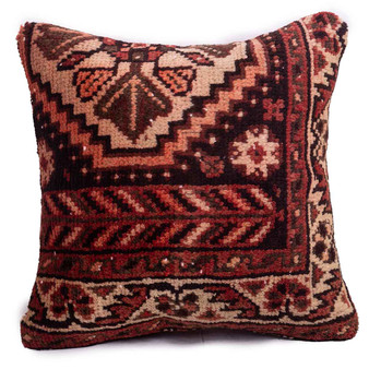 Shiraz Persian Rug 1'8" x 1'8" - Semi Antique Geometric Blue, Red Hand Knotted | front view | SKU 113040