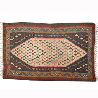 Ardabil Persian Rug 5x3 ft - Semi Antique Medallion Turquoise, White Hand Knotted | front view | SKU 110403