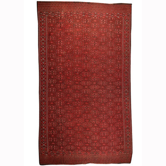 Afghan Persian Rug 11x6 ft - 25-40 Years Herati (Mahi), Geometric Madder Red, Dark Red, Burgundy Hand Knotted | front view | SKU 110666