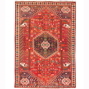 9' 7 x 6' 8 Shiraz Authentic Persian Hand Knotted Area Rug | Los Angeles Home of Rugs