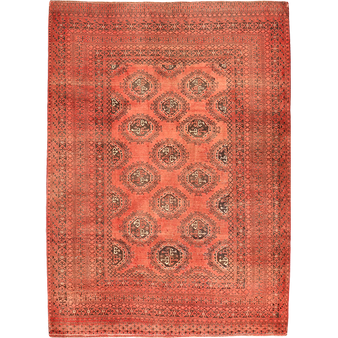 Afghan Persian Rug 9'0" x 6'7" - Semi Antique Geometric Multicolor Hand Knotted | front view | SKU 111001