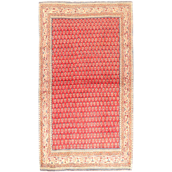 Arak Persian Rug 6'0" x 3'5" - Semi Antique Medallion Crimson, Red Hand Knotted | front view | SKU 111036