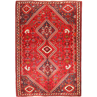 8' 8 x 5' 11 Shiraz Authentic Persian Hand Knotted Area Rug | Los Angeles Home of Rugs