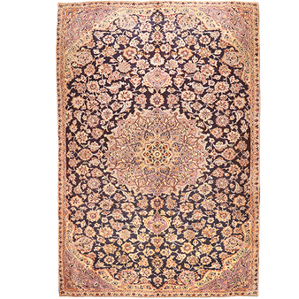 Najafabad Persian Rug 9'7" x 6'7" - Semi Antique Medallion Red, Beige Hand Knotted | front view | SKU 111173