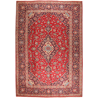 Ardakan Persian Rug 11x7 ft - Semi Antique Medallion Ivory, Beige Hand Knotted | front view | SKU 111189